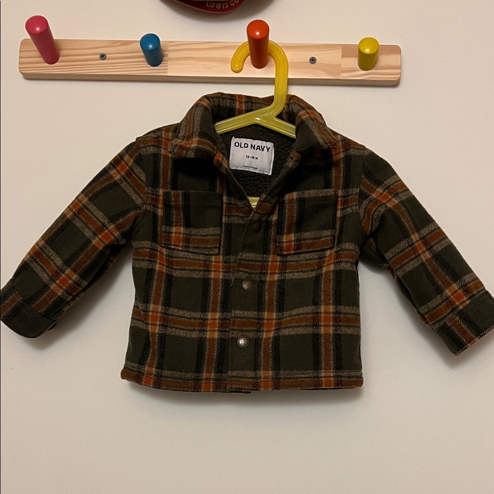 Old Navy toddler Sherpa lined Plaid Shirt Jacket